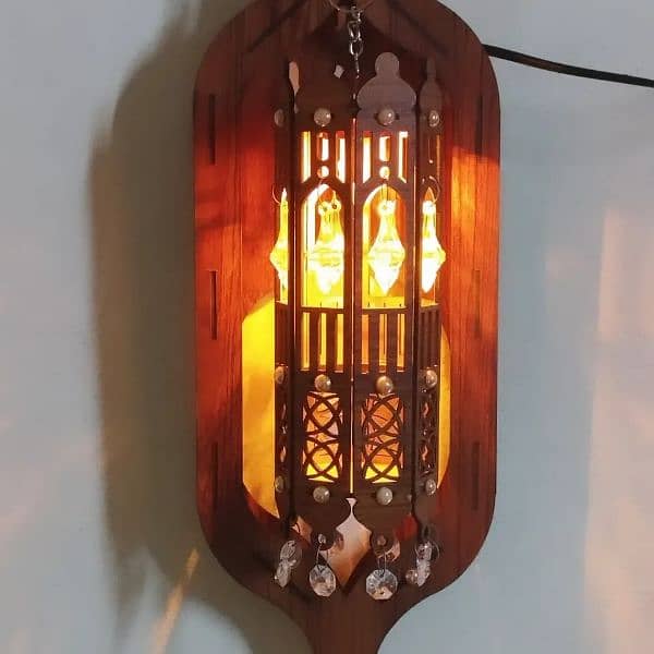 wooden wall hanging crystal lamp 1