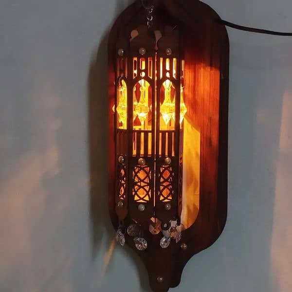 wooden wall hanging crystal lamp 2