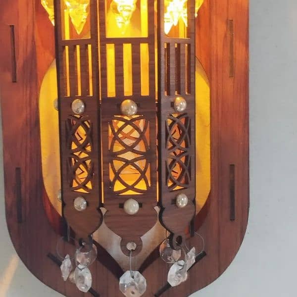 wooden wall hanging crystal lamp 4
