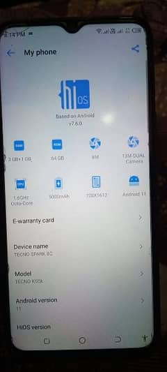 Tecno spark 8c with box and charge