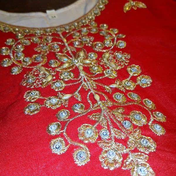 English Red Rose Color Sharara with embroidery and pearls work 6
