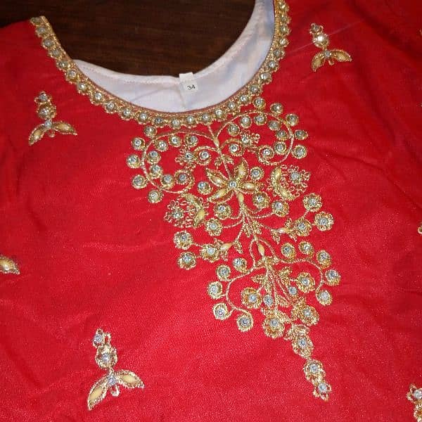 English Red Rose Color Sharara with embroidery and pearls work 8