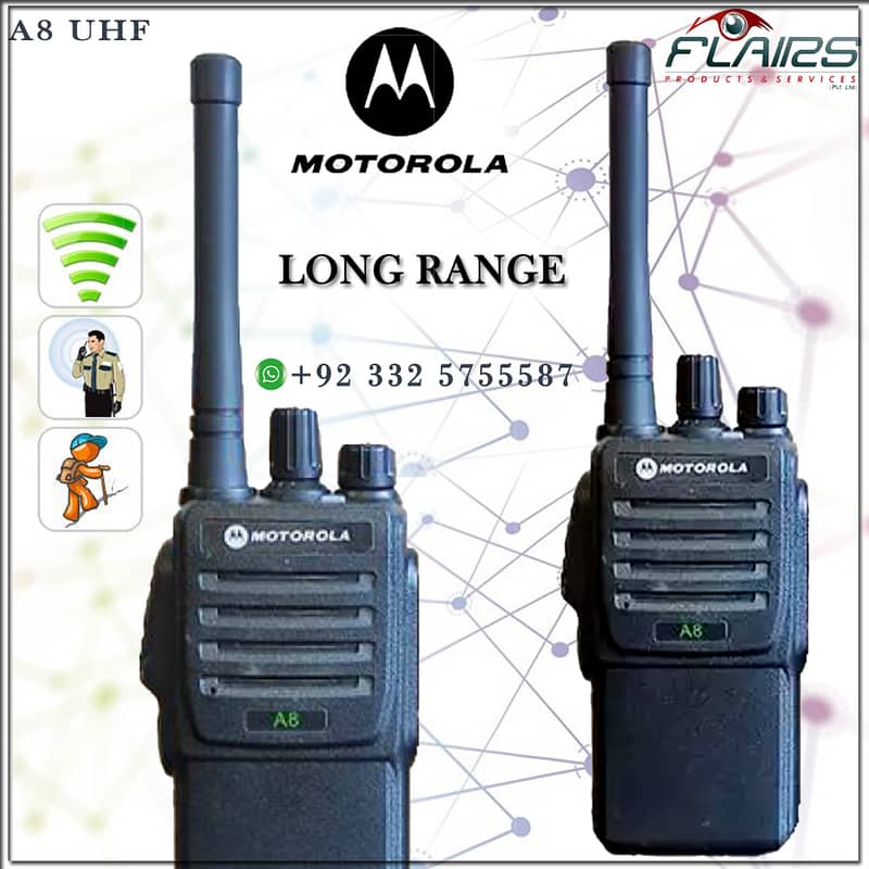 Motorola A8 Dual Band Walkie talkie (2Pcs) two way radios 5Watt Mag1 0
