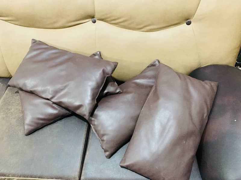browm leather sofa set 3