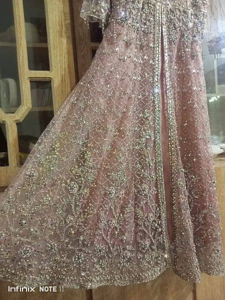 Pink Maxi with mirror work and Border Dubatta for Bride 3