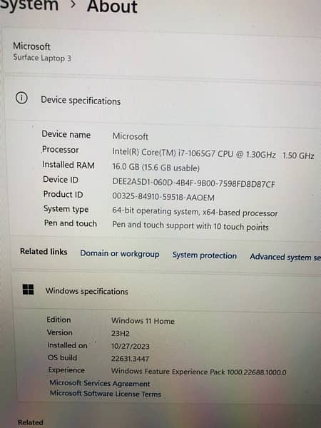 Microsoft surface laptop 3 || touch screen || 16 gb ram  || 512 rom 2