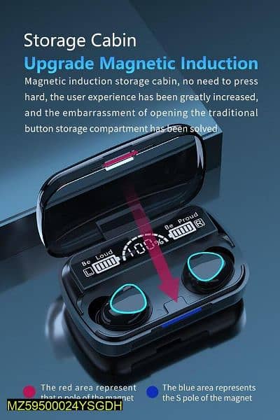 M10  digital display case earbuds black 2