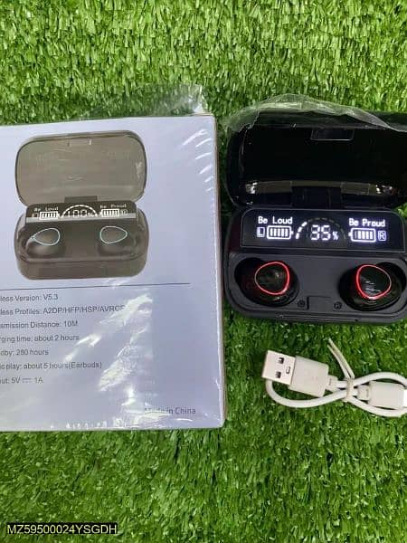 M10  digital display case earbuds black 4