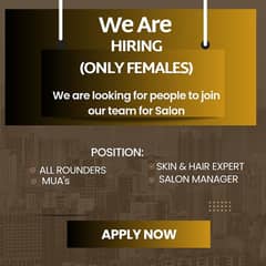 Staff Required for upcoming Salon