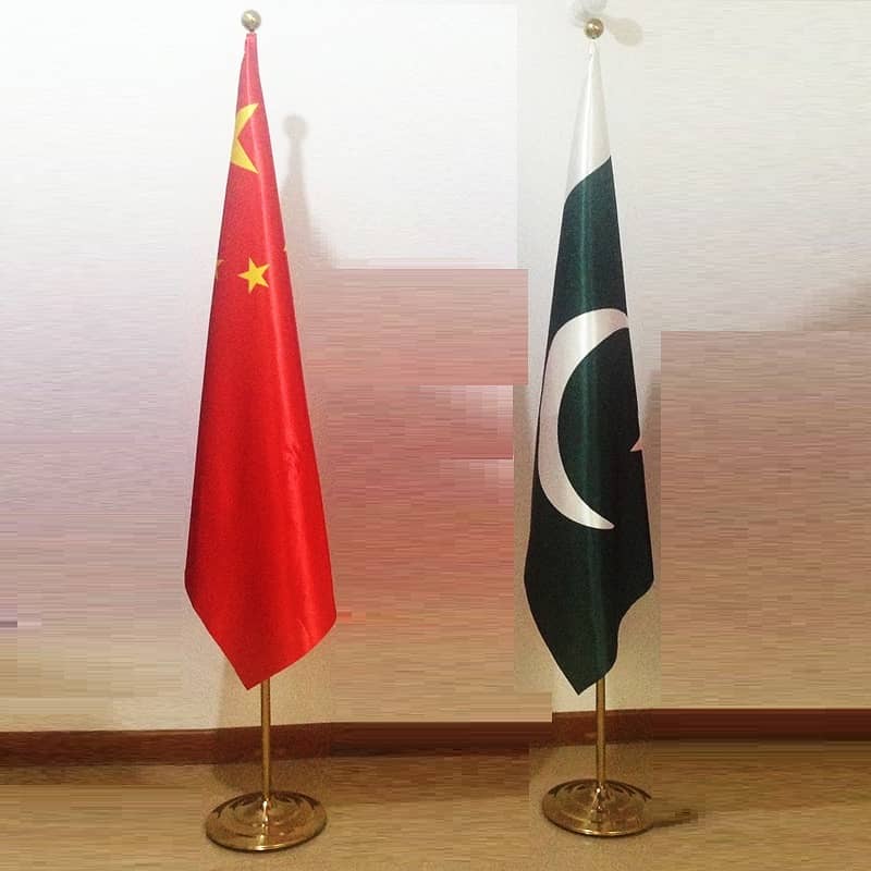 Office table desk flag with gold flagpole base , china flag Lahore 3