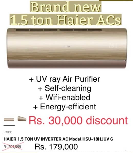 HAIER 1.5 TON UV INVERTER AC Model HSU-18HJUV G 0