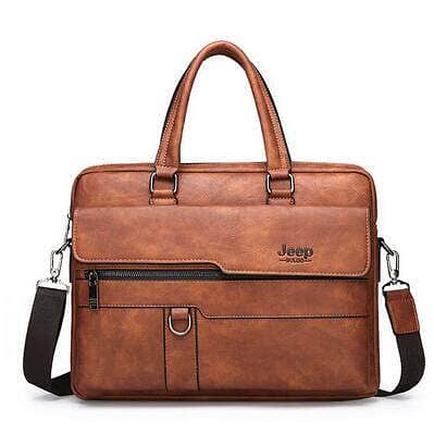 JEEP Men's Business Handbag Large Capacity Leather Briefcase Bags For 1