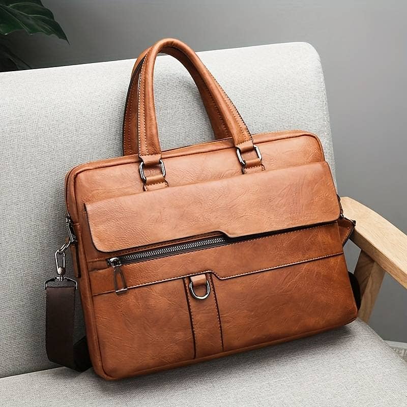 JEEP Men's Business Handbag Large Capacity Leather Briefcase Bags For 4