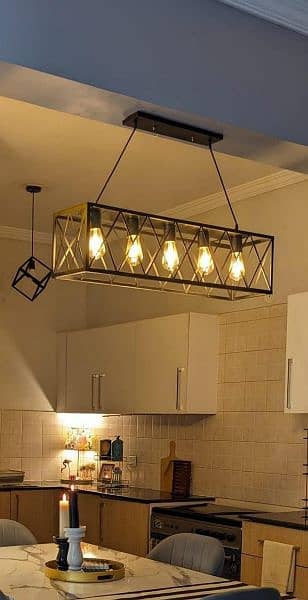 Rectangle Metal hanging Chandelier 5 in 1 New Packed 0