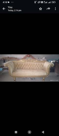 2 high back chairs and 3 seater sofa shesham wood frame golden deco