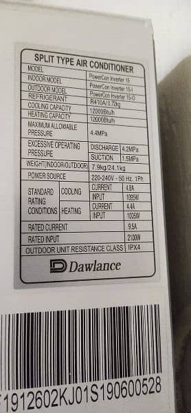 1 Ton Dawlance Inverter Heat and Cool for sale 5