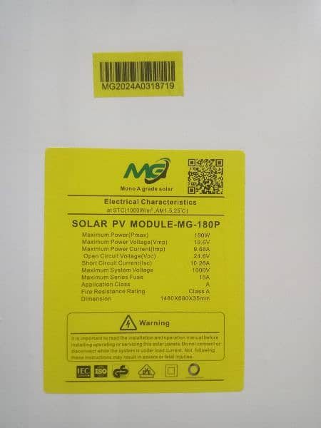 Mg solar panel 180 Butt traders landhi 89 03102181266 3