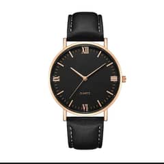 Black Leather Luxury Classic watch