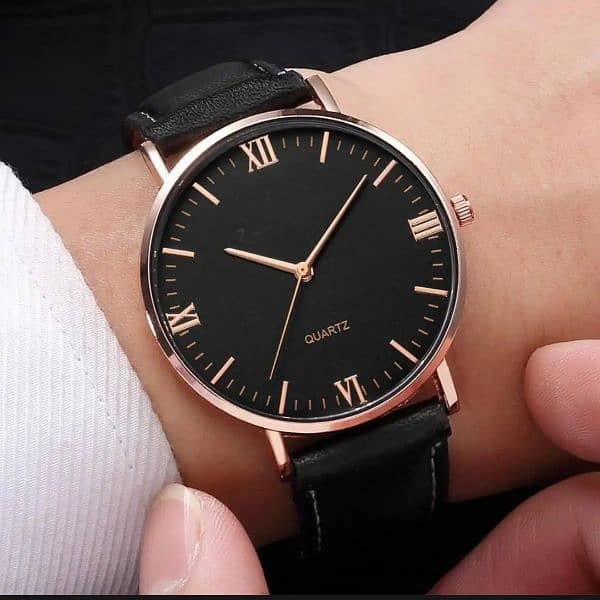 Black Leather Luxury Classic watch 1