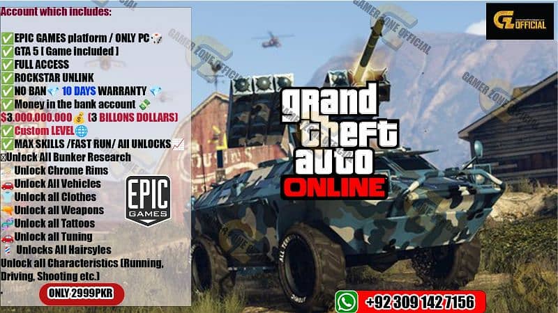 GTA ONLINE EPIC GAMES WITH 3B GAME CASH 0