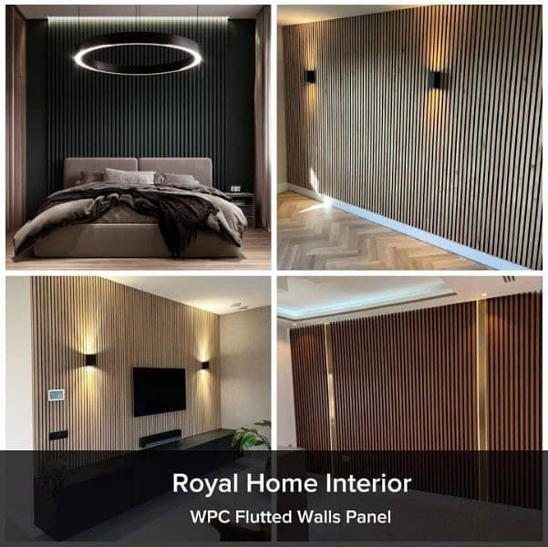 WPC PVC Flutted Wall Panel / Bedroom, Media & Decor Wall's in install 1