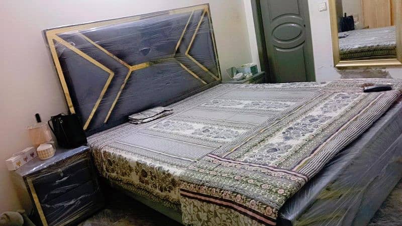velvet wooden king size bed or two sides table for sale. 0