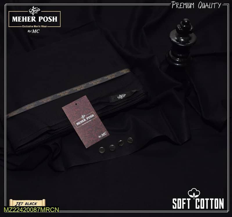 Men’s Unstitched Cotton Plain Suit Product 0