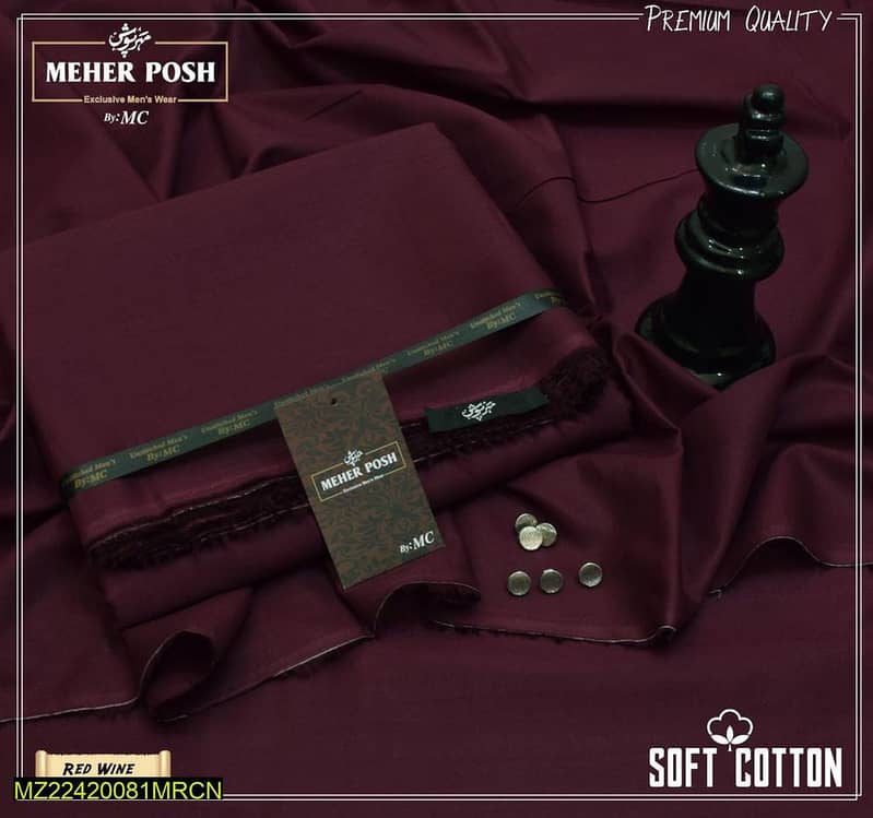 Men’s Unstitched Cotton Plain Suit Product 2