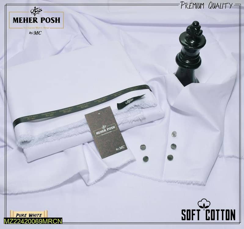 Men’s Unstitched Cotton Plain Suit Product 3