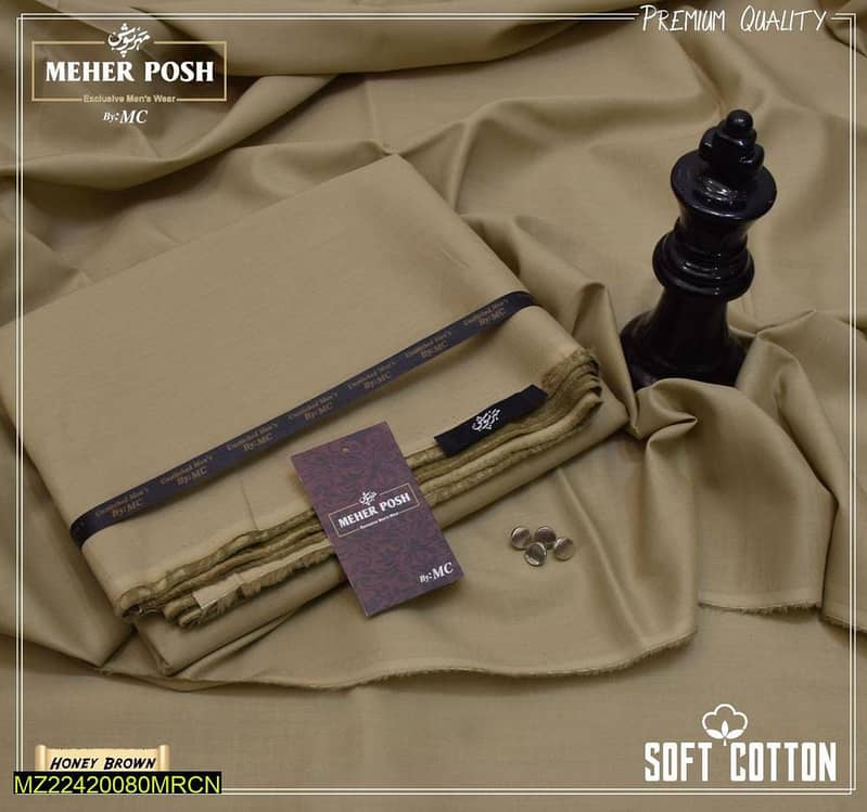 Men’s Unstitched Cotton Plain Suit Product 8