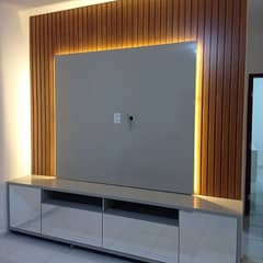 lcd wall wooden with polish work