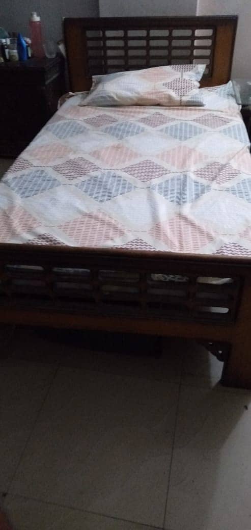 Three beds with mattresses and one sofa set good condition for sale. 1