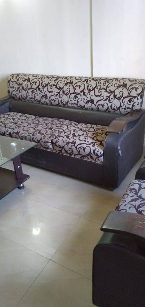 One bed set with master molty foam mattress and one sofa set for sale. 5