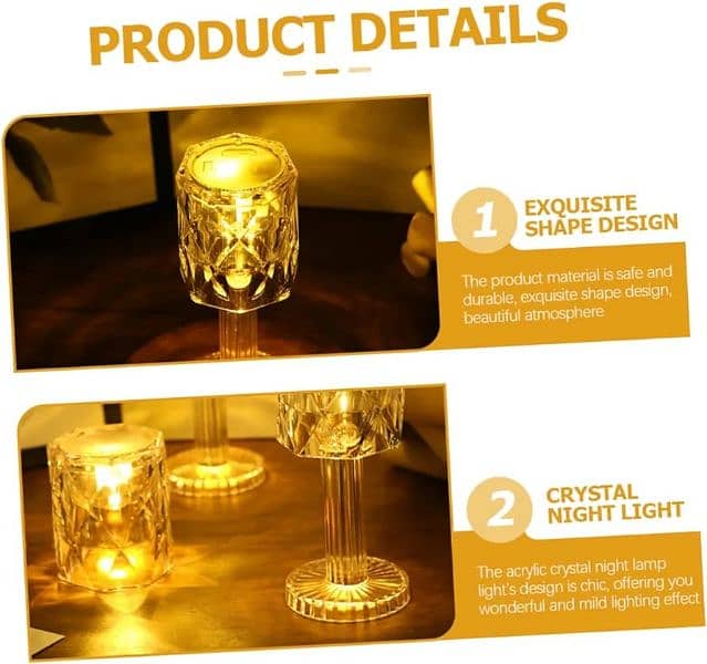 Diamond Table Lamp USB Acrylic Decorative Desk Lamp Bedroom 3