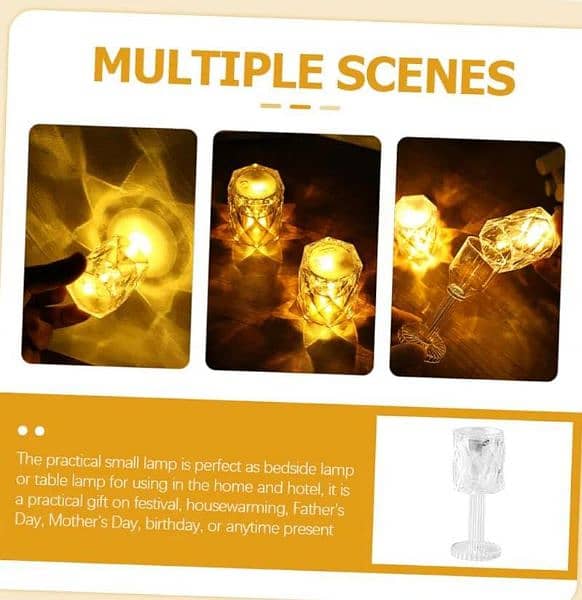 Diamond Table Lamp USB Acrylic Decorative Desk Lamp Bedroom 5