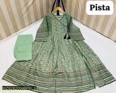2 Pcs Women's Stitched Linen Printed suit 0