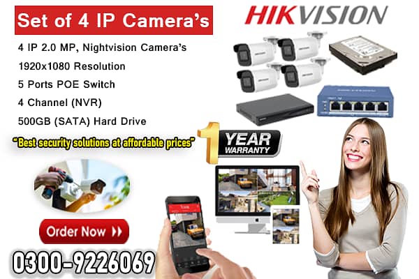 4 IP Cameras Set In DHA (Hik Vision) 0
