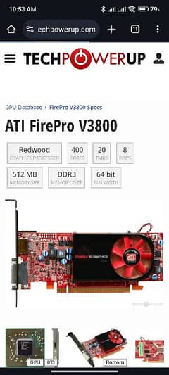 ATI FirePro V3800  Graphicc card 500 mb