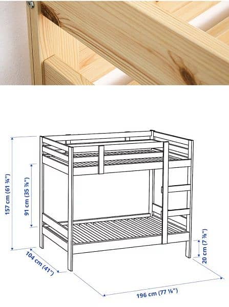 ORIGINAL IKEA PURE WOOD BUNK BED 3