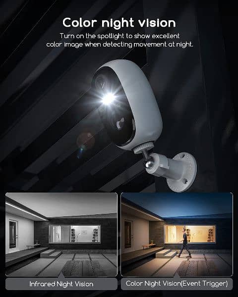 COOAU Security Camera Outdoor, 2K Wireless Battery Powered 2