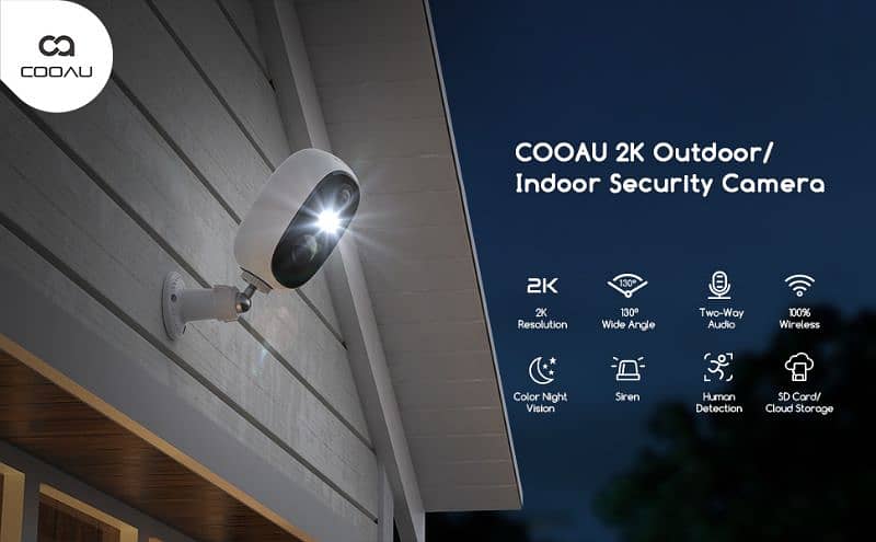 COOAU Security Camera Outdoor, 2K Wireless Battery Powered 6
