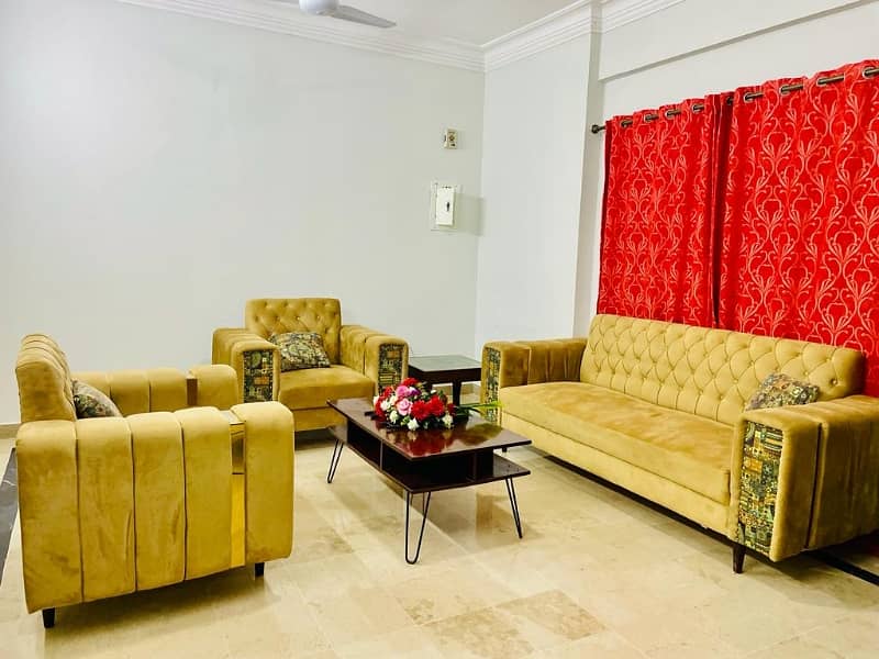 F-11 Markaz Beautiful Fully Renovated 1 Bed 1 Bath Tv Lounge Kitchen Car Parking Fully Furnished Apartment Available On Rent 0
