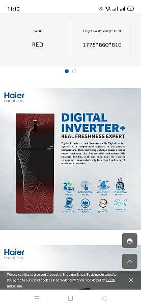 haier (hrf 438) 16 cubic feet inverter refrigerator 2