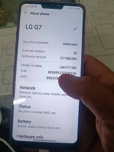 LG G7 THINK PTA OFFICIALLY APPROVED Ram 4  64gb single sim SD Crad 6