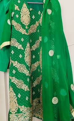 Stiched green formal dress suit for women ladies girls