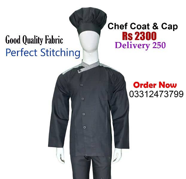 Chef Coat & Chef Cap Kitchen Uniform in Pakistan at best price online 0