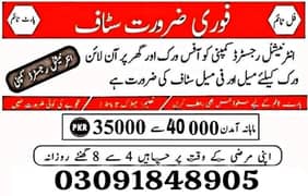 Male&Female staff required in office