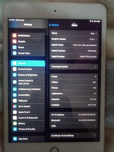 iPad mini 5 4/64 5000mah battery WiFi (03485818987) wathapps 7