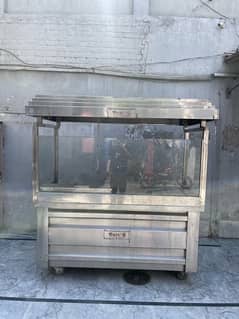 Burger / shawarma counter along with fryer and breading table for sale