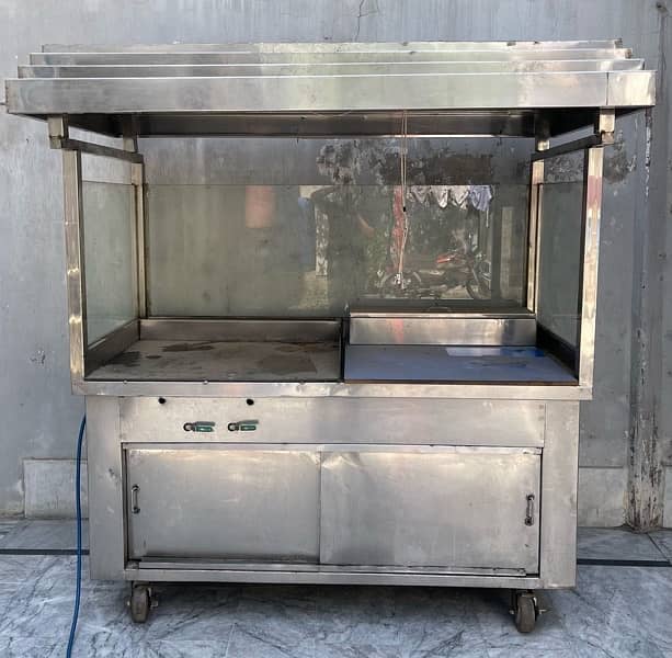 Burger / shawarma counter along with fryer and breading table for sale 1